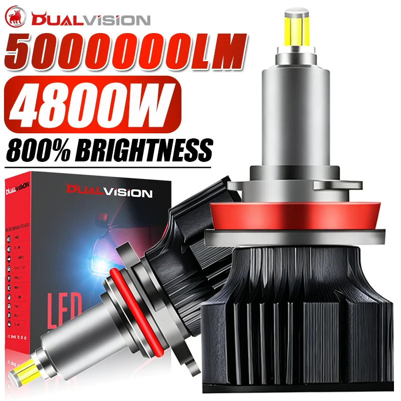 Dualvision H7 H11 H1 LED المصابيح الأمامية للسيارة H8 H3 9005 HB3 9006 HB4 9012 HIR2 6000K 12V Canbus 360 CSP رقائق STG مصابيح السيارات للعدسة
