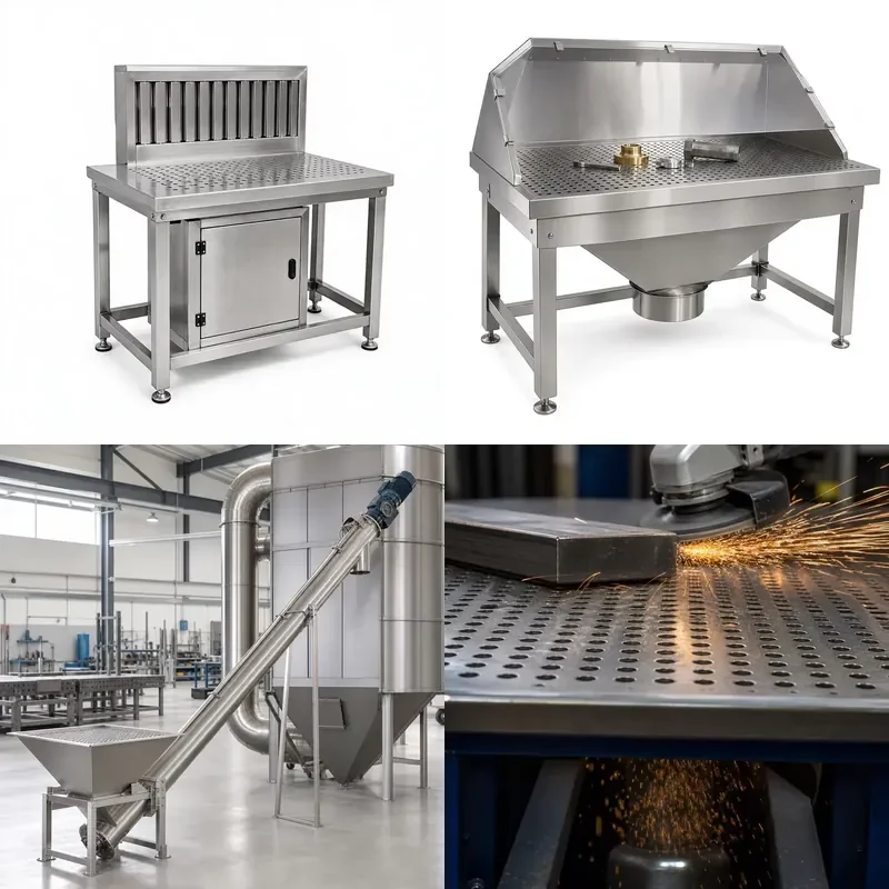 Industrial Polishing Table with Dust Protection System Stainless Steel Surface Finishing Station for Metal Workshop