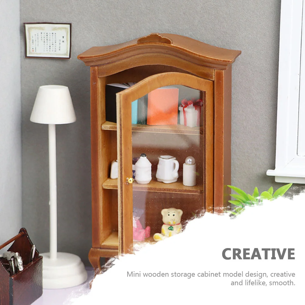 Toy House Simulation Cabinet Mini Furniture Baby Wood Accessory Brown Miniature