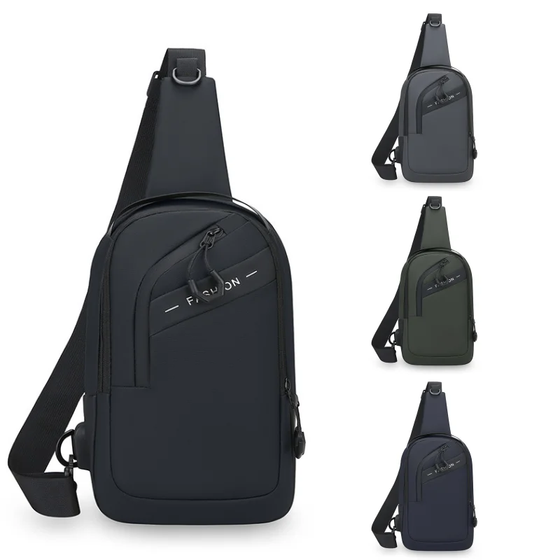 

Новая минималистичная мужская нагрудная сумка, большая вместительная сумка через плечо с USB-зарядкой, многофункциональная и универсальная водонепроницаемая сумка через плечо