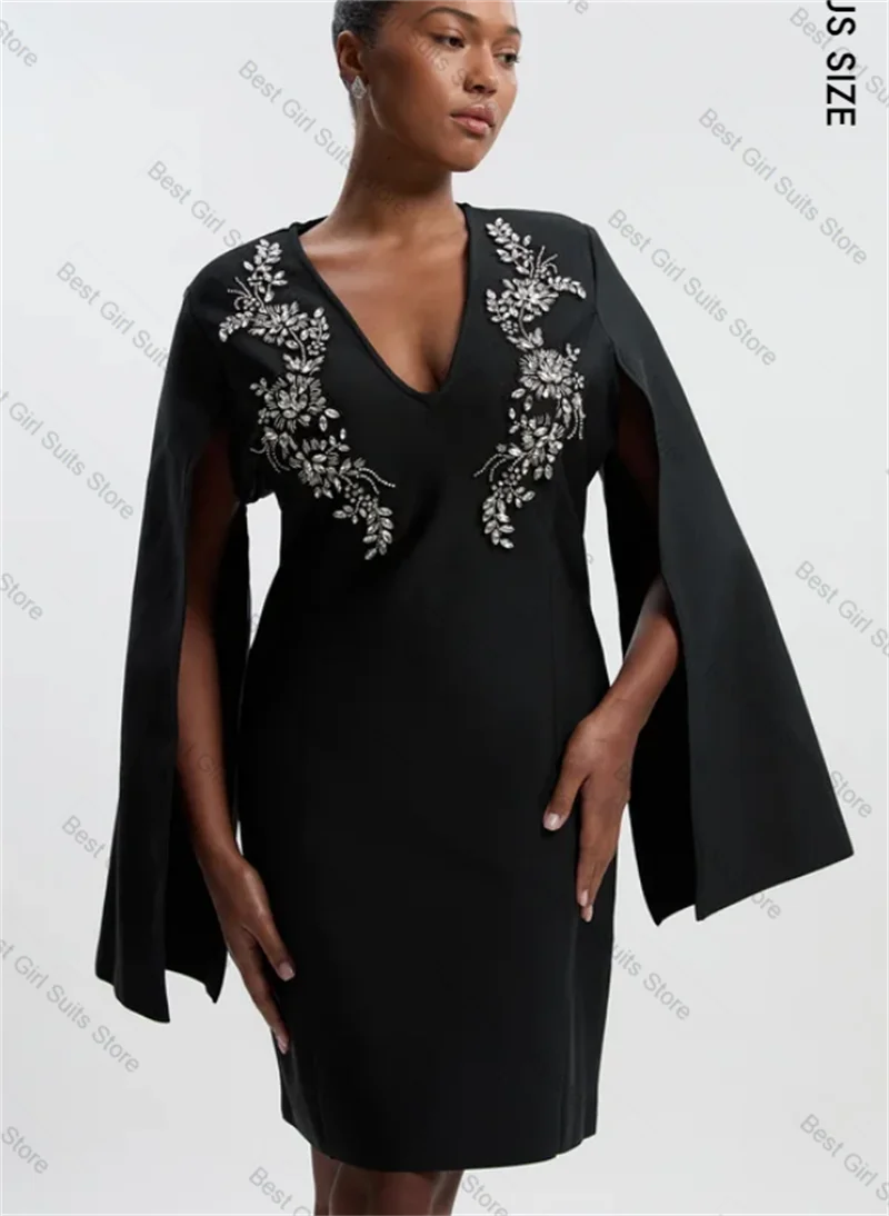 

Black Women Suit 1 Pcs Blazer Short Mini Prom Dress Cotton Crystals Beaded Formal Office Jacket Customized Wedding Guest Coat