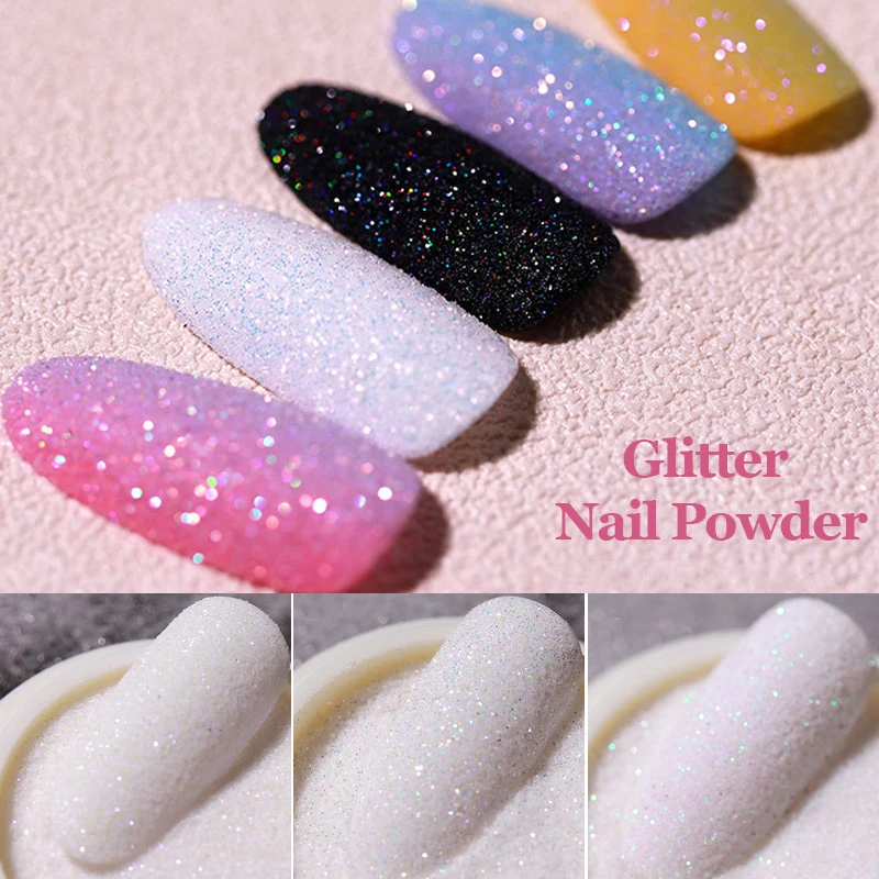 Shiny Silver Nail Glitter Powder White Color Chrome Glitter Pigment Dust Iridescent Nail Gel Polishes Decoration