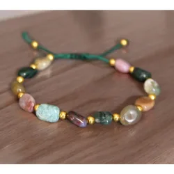 Purple hibiscus natural stone bracelet
