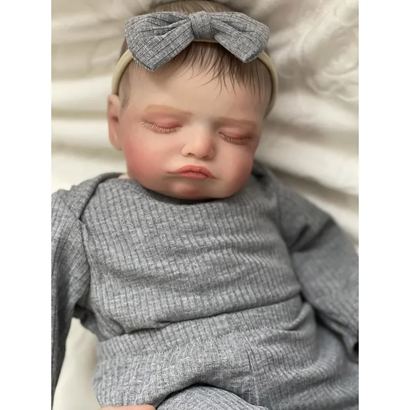 19inch Reborn Bebe  Rosalie Newborn Dolls Sleeping Baby Handmade Painted Lifelike 3D Skin with Visible Veins