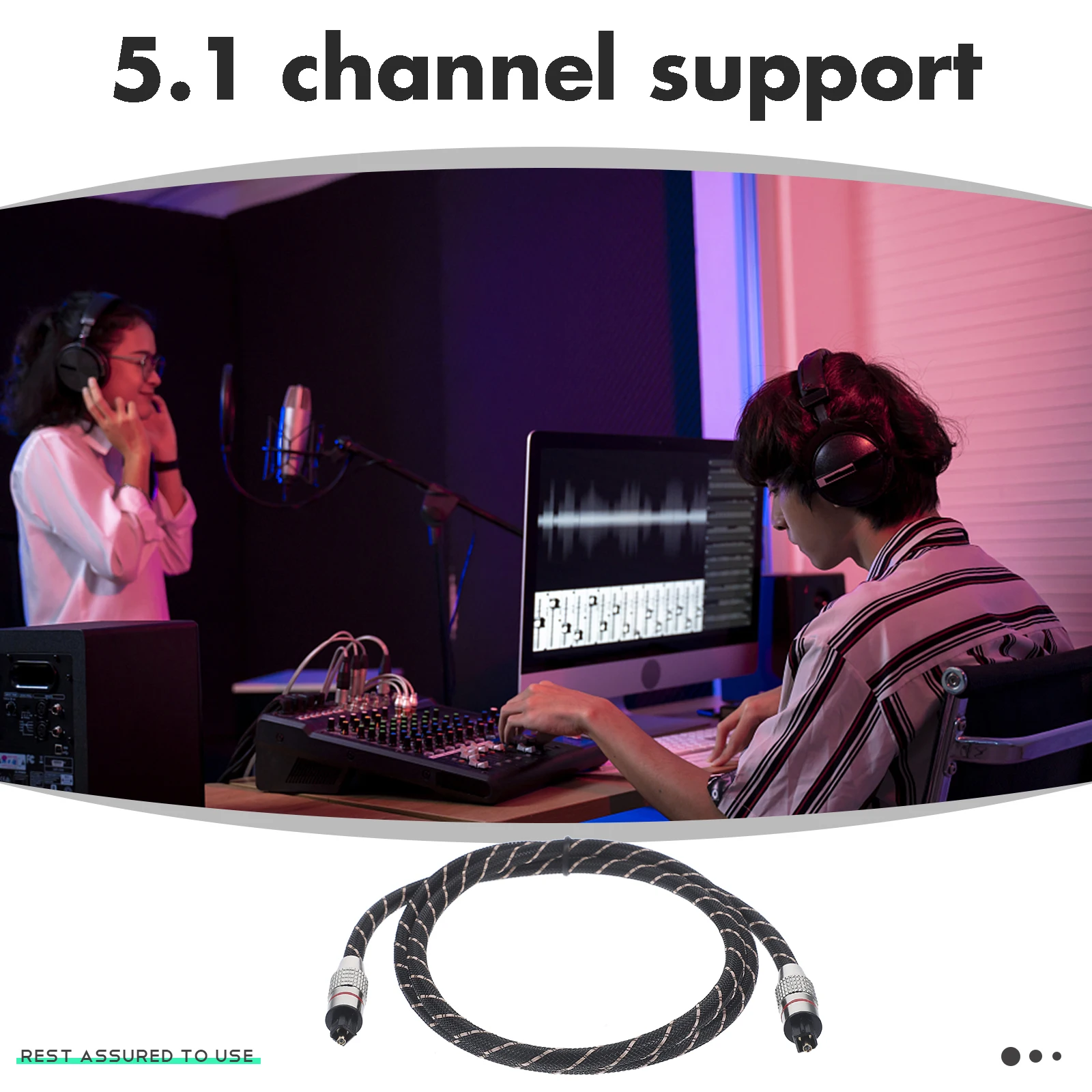 

Digital Optical Audio Cable SPDIF 5.1 Channel Fiber for Game Console Long Length Durable Material