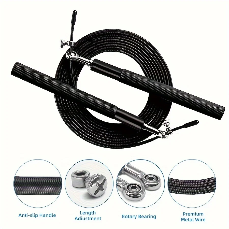 SPDJUMPER Adjustable Speed Skipping Rope, Aluminum Handles, Tangle-Free Lightweight Cardio Training for Gym & Home