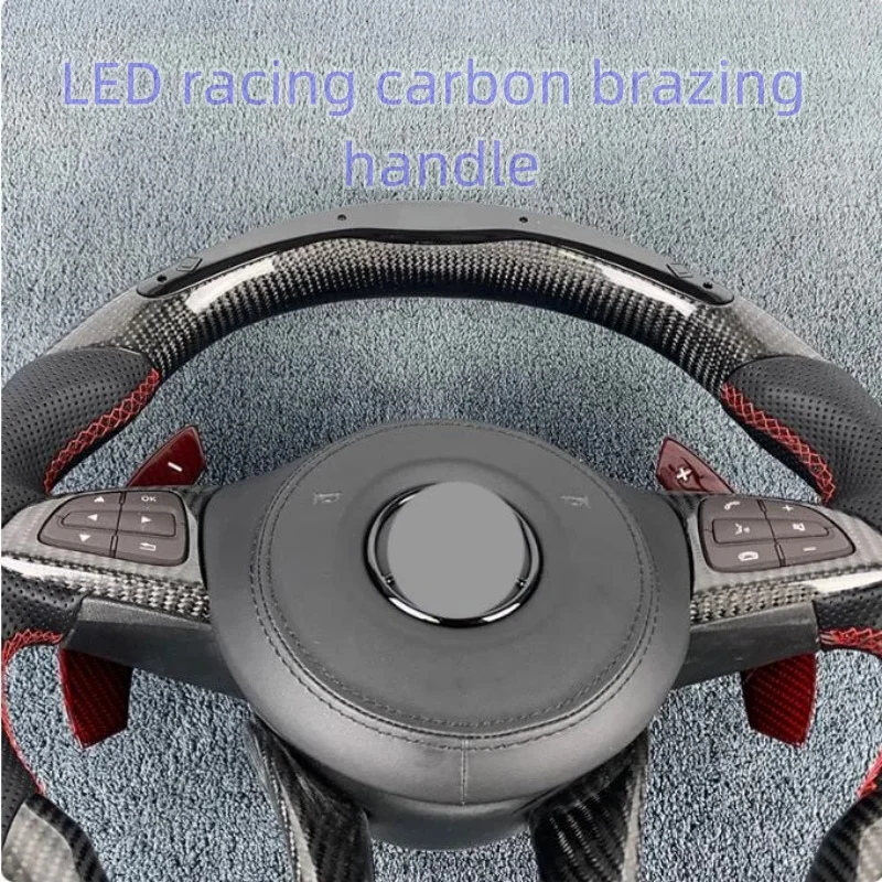 For Mercedes Benz W203 W176 W205 W204 W213 AMG CLA GLC GLB GLS GLE 2016 2017 2018 (handle) steering wheel carbon fiber LED