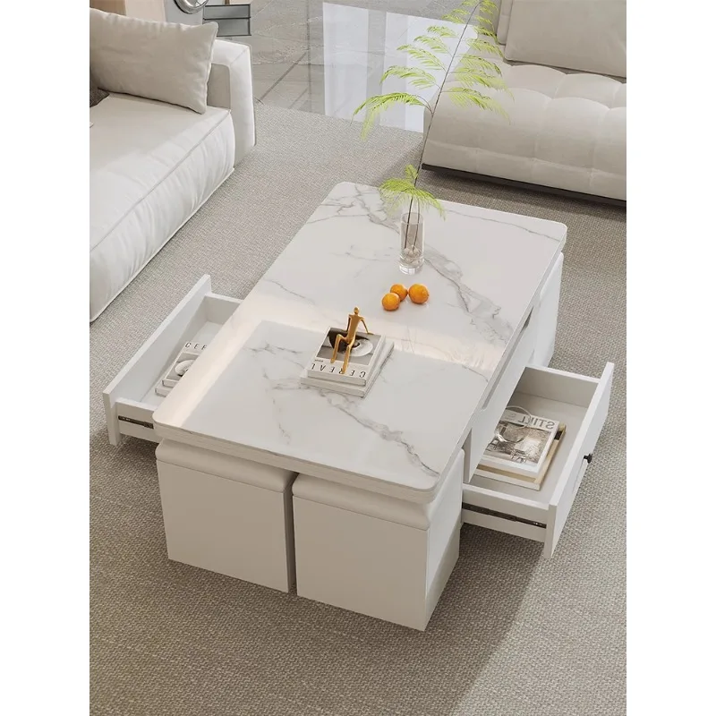 Multifunctional foldable coffee table, dining table, dual-purpose integrated household small unit mobile creative living room