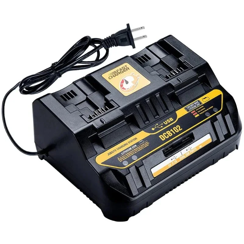 DCB102 Dual-Port Rapid Charger Power Tool Battery Charger Compatible with For Dewell 14.4V/18V Lithium Batteries with USB Port