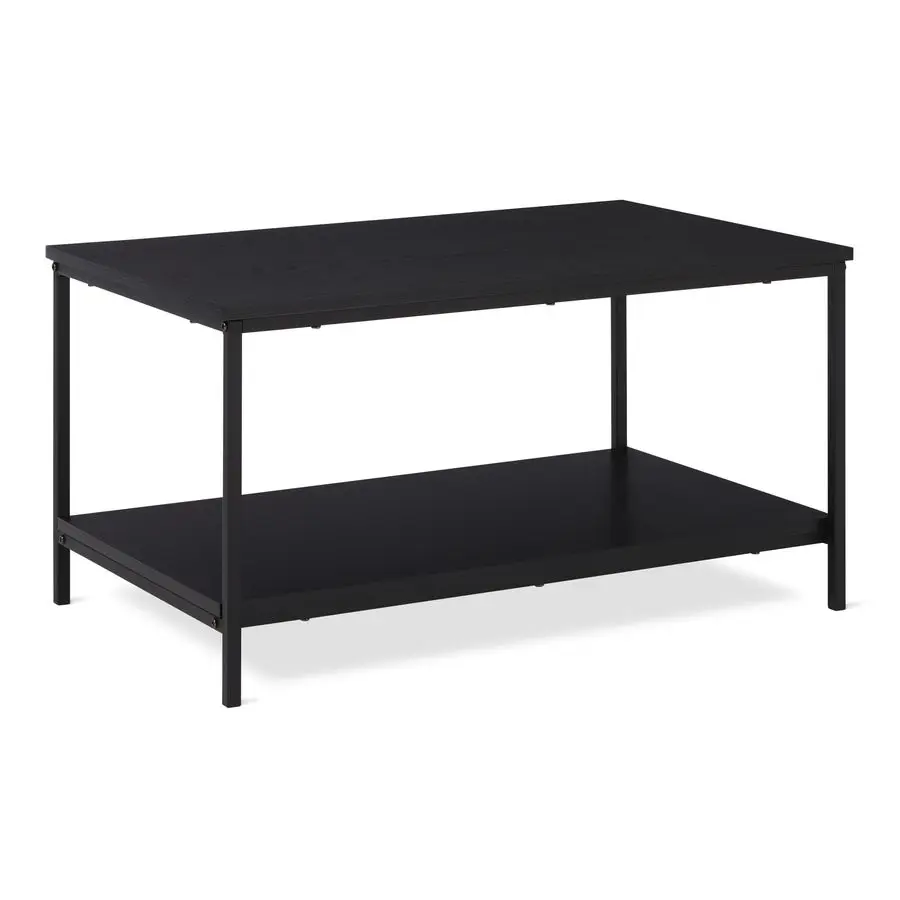 

Rectangular Coffee Table with Bottom Shelf, Living Room Centre Table, Wooden Black, 19.9 D x 31.5 W x 16.5 H