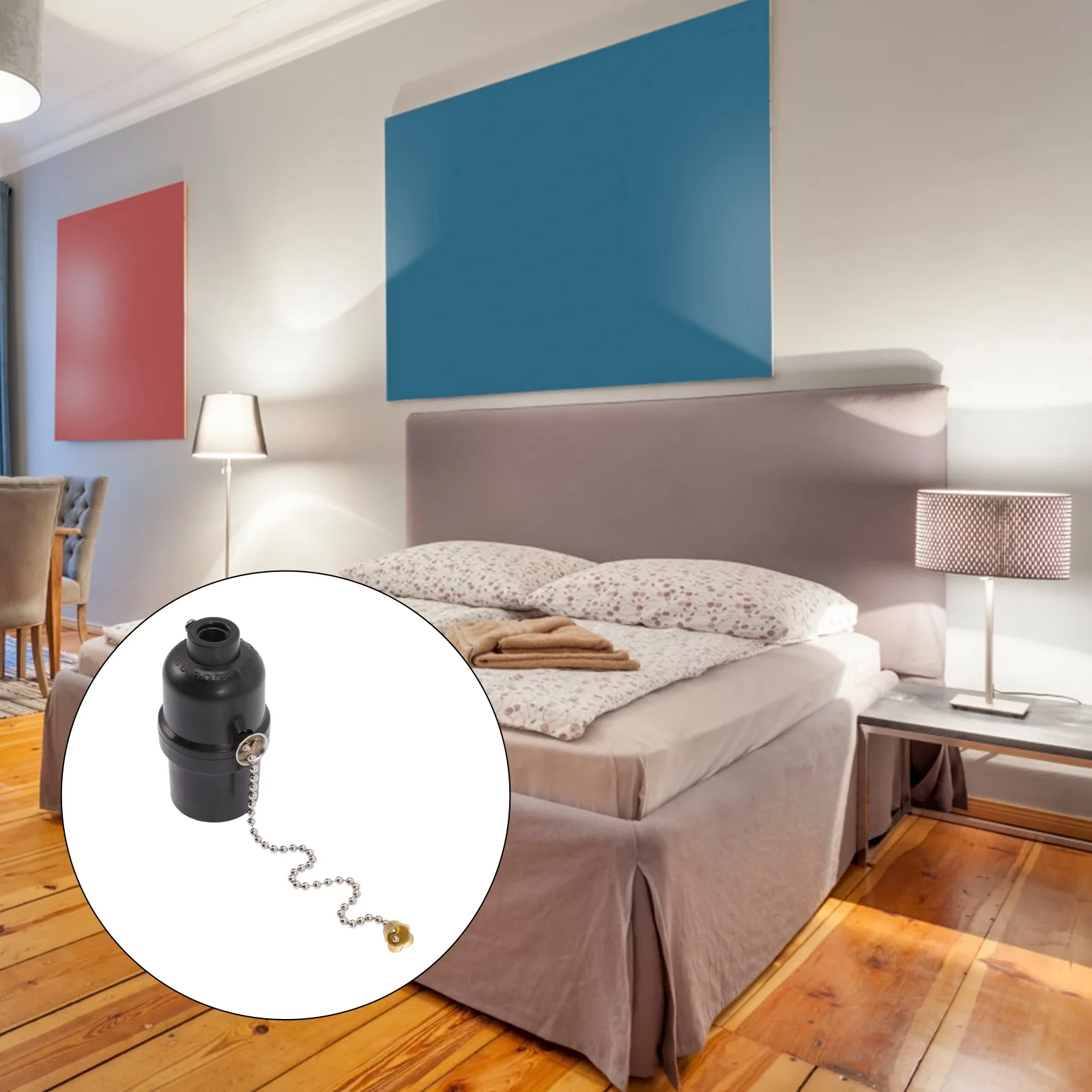 

E27 Pull Chain Lamp Holder Socket Adapter Vintage Retro Glass Bank Lamp Parts Easy Install Clean Replaceable Lighting