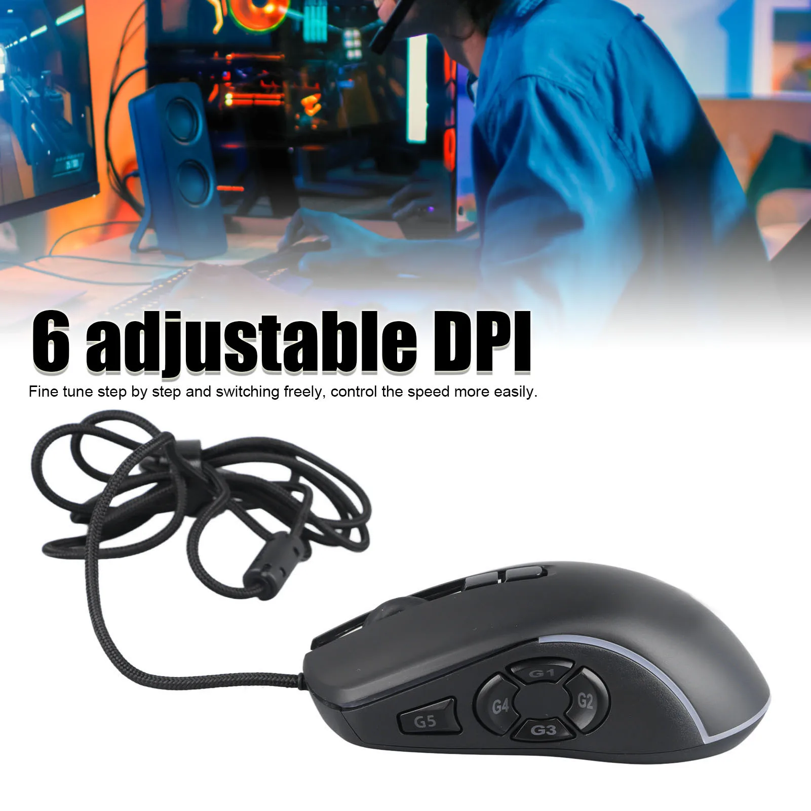 RGB Gaming Mouse Wired Gaming Mouse 10 Buttons RGB Light Computer  Mouse 6 Adjustable DPI Corded Mouse Wired Gaming Mouse