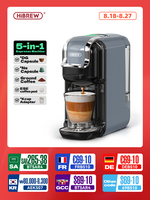 HiBREW 5 in 1 Multiple Capsule Coffee Machine Hot/Cold DG Cappuccino Nes Capsule ESE Pod Ground Coffee Cafeteria 20Bar H2B Grey
