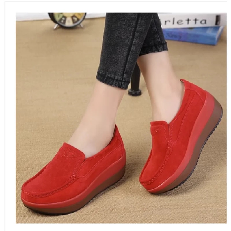 Spring Autumn Women Flats Platform Loafers Ladies Work Genuine Leather Comfort Soft Moccasins Nursing Slip On Casual Shoes