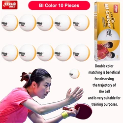 10ชิ้น/กล่องลูกบอลลายกีฬาปิงปองสี Bi DHS 3-Star D40 + ABS วัสดุใหม่ที่ผ่านการรับรองจาก ITTF ลูกบอลปิงปอง2.8g พร้อมตะเข็บสำหรับฝึกซ้อม