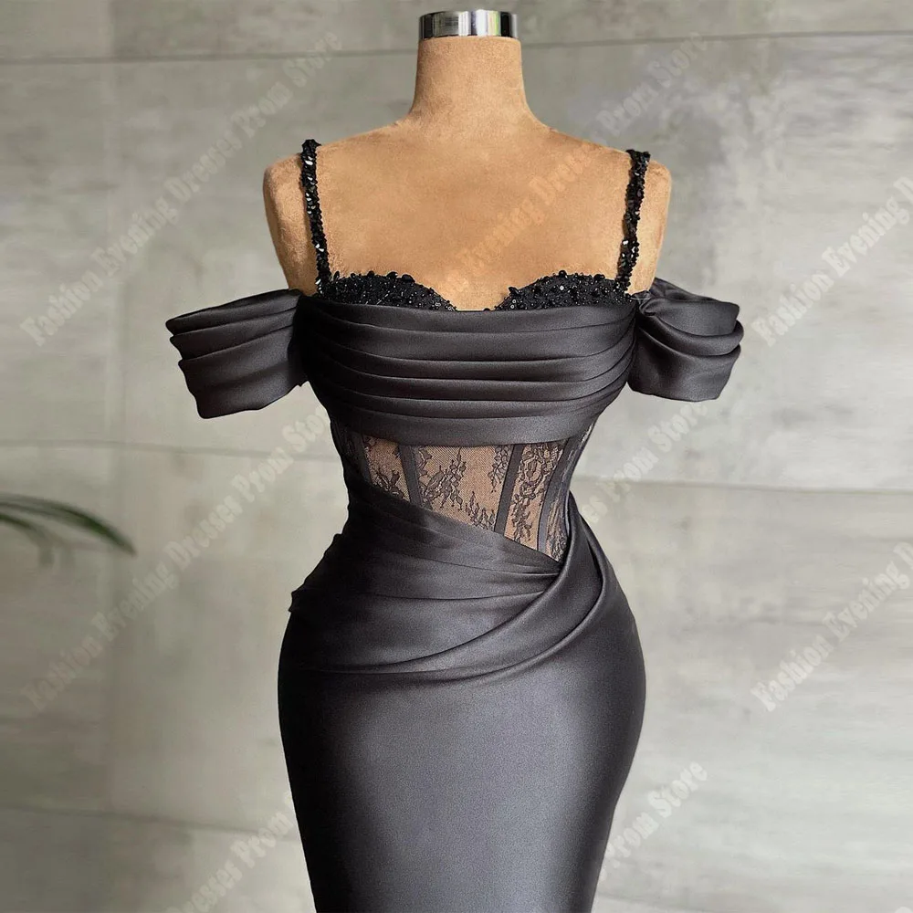 Off The Shoulder Satin Slimming Beach Women Sexy V-Neck Dresses Mermaid Long Sleeved Straps Fascinating Mopping Evening Dresses