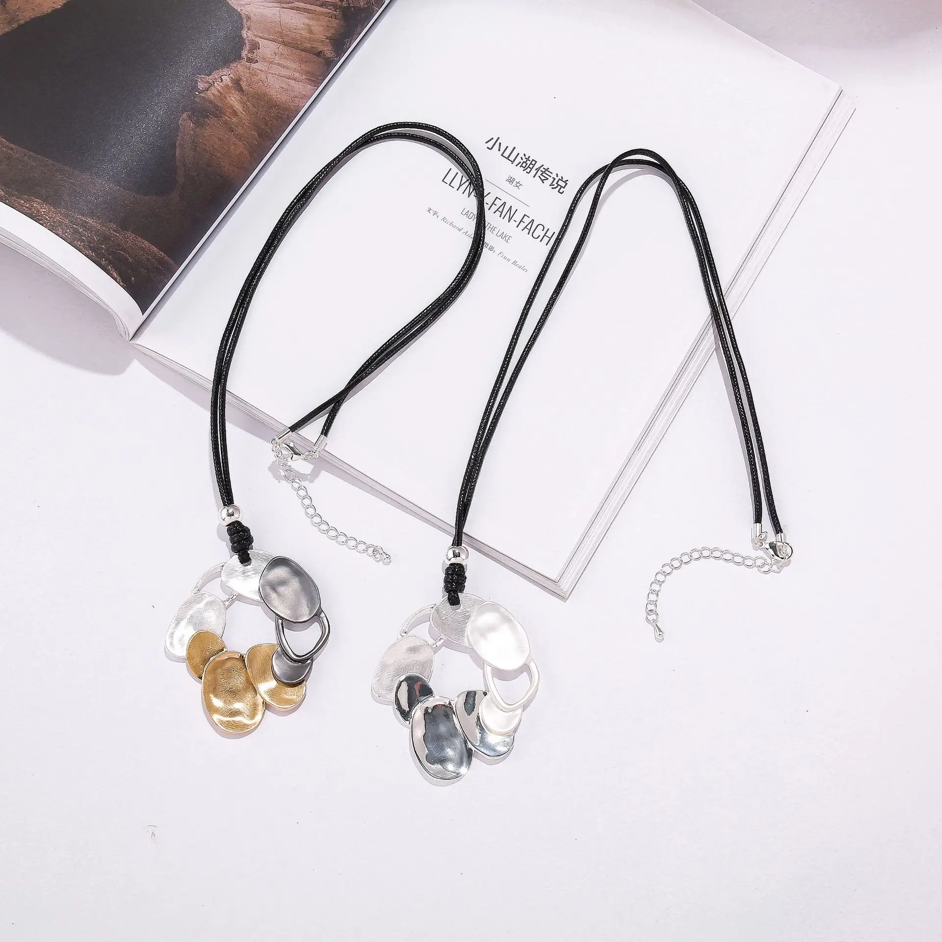 DIY accessories popular women's alloy splicing long ins style jewelry retro simple necklace pendant sweater chain
