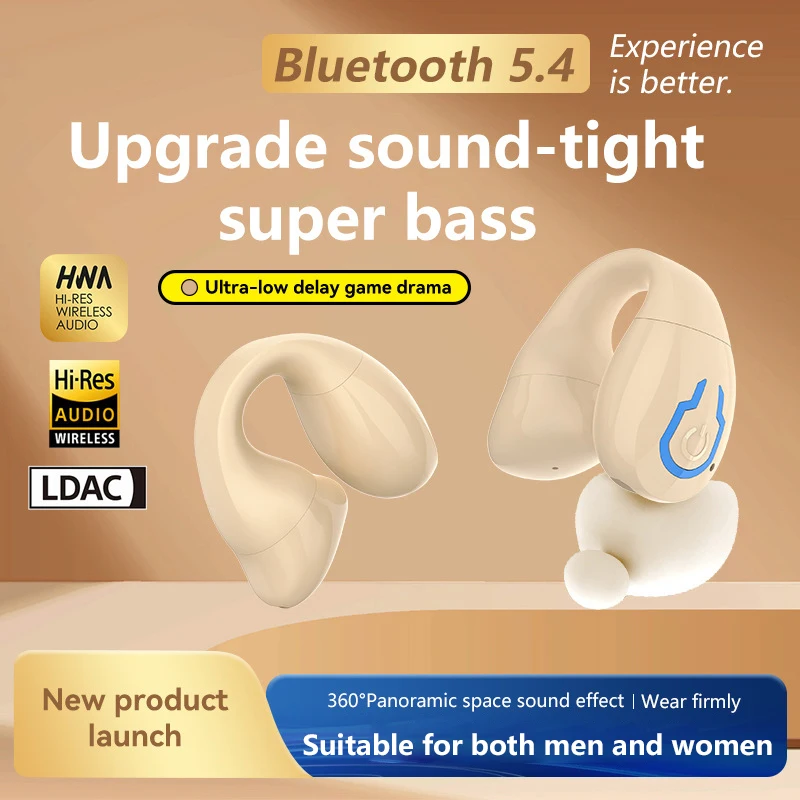 2025 Bluetooth 5.4 Earphone Ear Clip Headphone Wireless Headset HiFi Stereo Noise Reduction Waterproof Earbud for Xiaomi iPhone