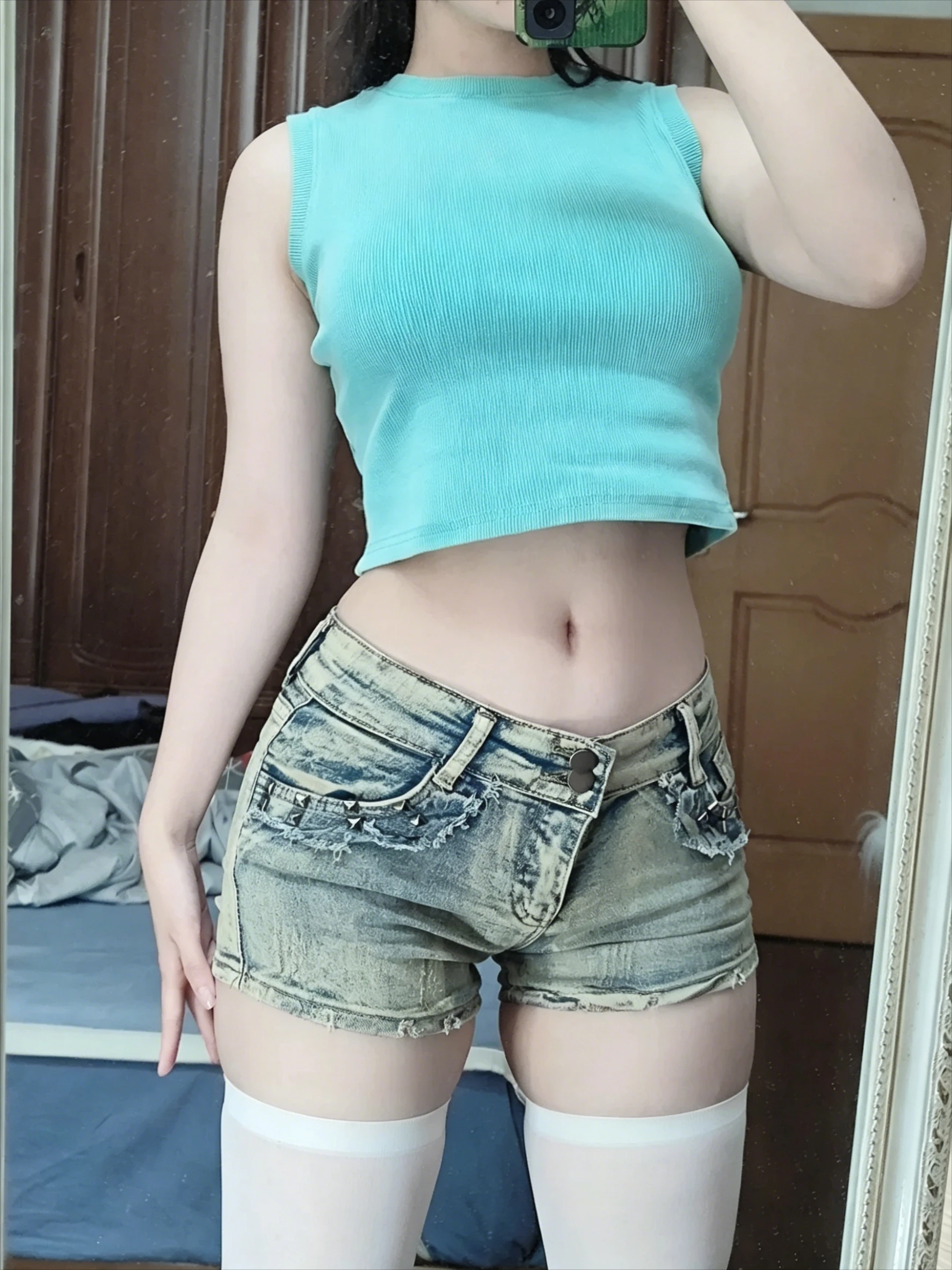 Japanese Y2K Vintage Denim Short Washed Women Casual Low Waist Subculture Vintage Harajuku Punk Gothic Pants Streetwear Summer