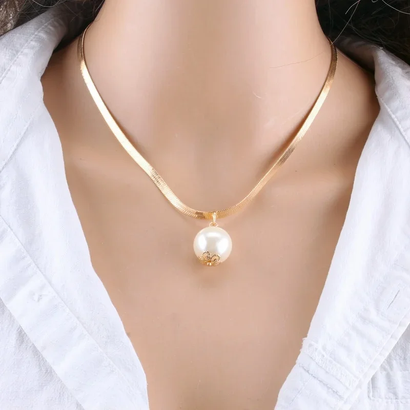 2 Layers Pearls Pendants Women Punk Necklaces Metal Snake Chain Necklace New Design Jewelry Gift Buddha Necklace 2023