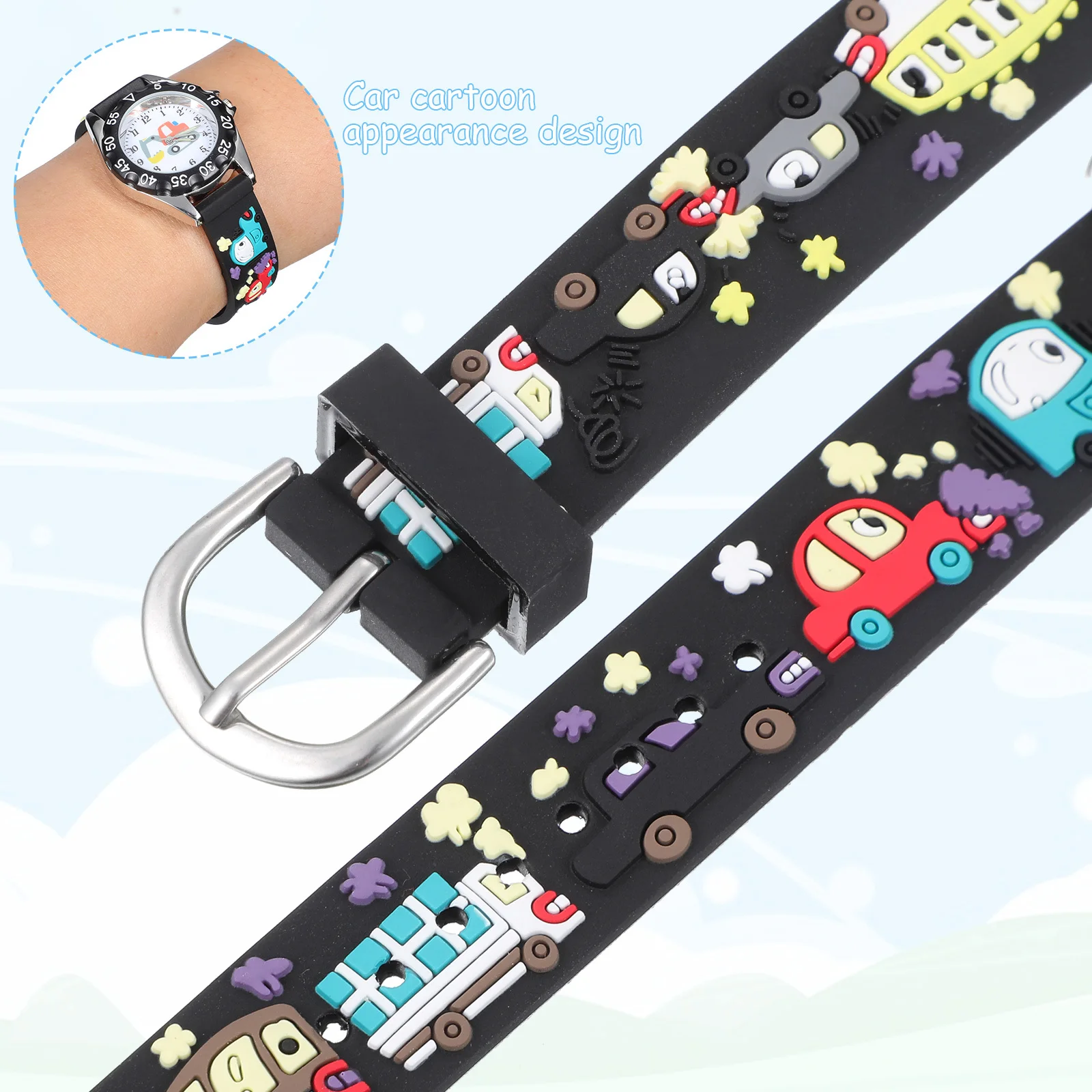 Silicone Kart For Kids Big Dial Clear Numbers Children Quartz Watch Durable Cartoon Design Student Outdoor Travel