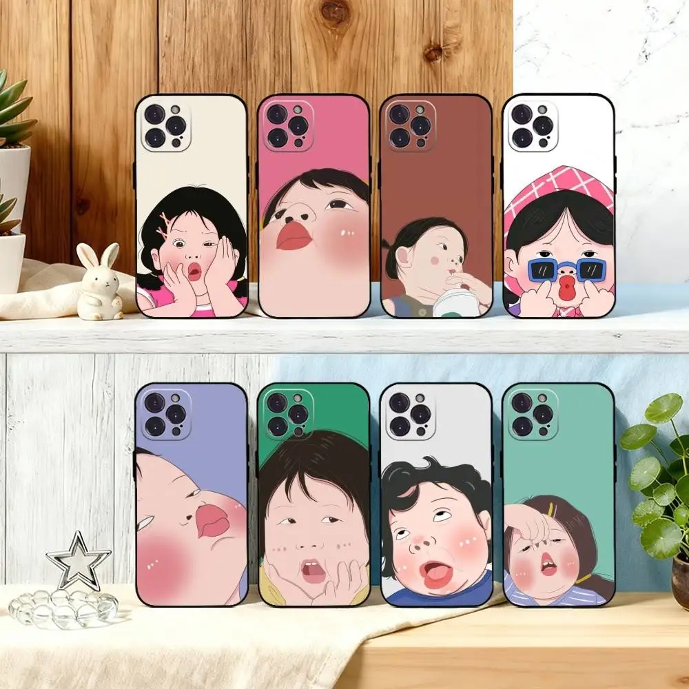 

F-Funny U-Ugly Cute Girl Boy Phone Case For iPhone17,16,15,14,13,12,Plus,Pro Max, 5G Others Soft Black Cover