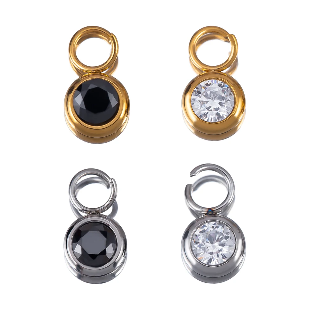 Pendentifs en acier inoxydable et Zircon, breloques en cristal pour la fabrication de bijoux, collier, Bracelet, accessoires faits à la main, vente en gros, 10 pièces