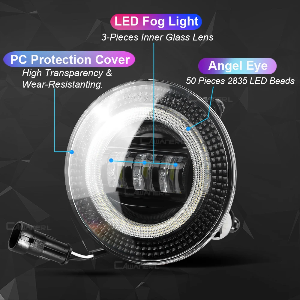 2 X Car Canbus LED Fog Light Angel Eye DRL Daytime Running Lamp 30W For Ford Mustang Bullitt, Shelby GT GT500 GT500KR 2007-2014 - view 3