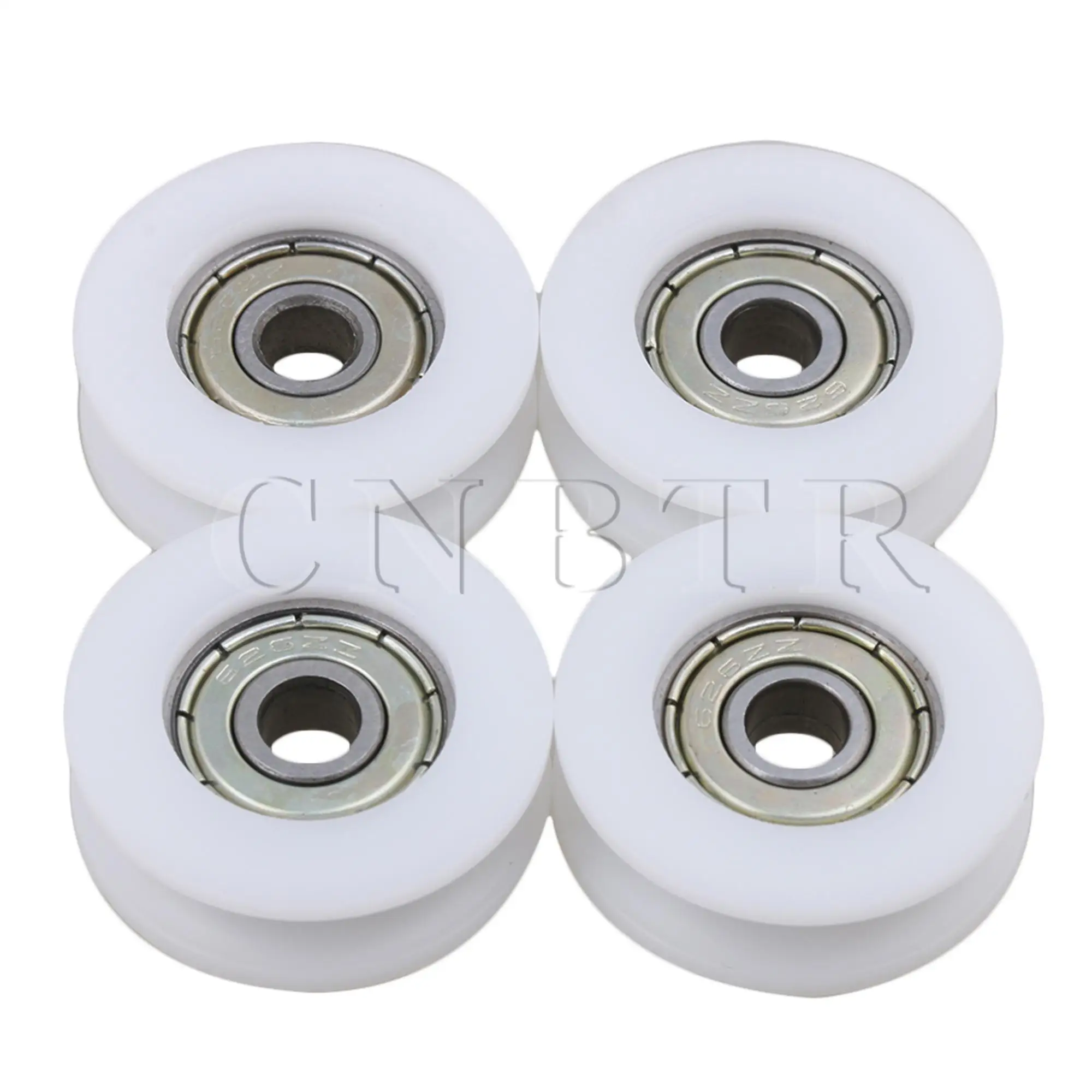 

CNBTR 4pcs 3x0.6x1cm Deep U Type Groove Guide Pulley Sealed Rail Ball Roller Bearing Wheel U-Shaped Slot Round Nylon