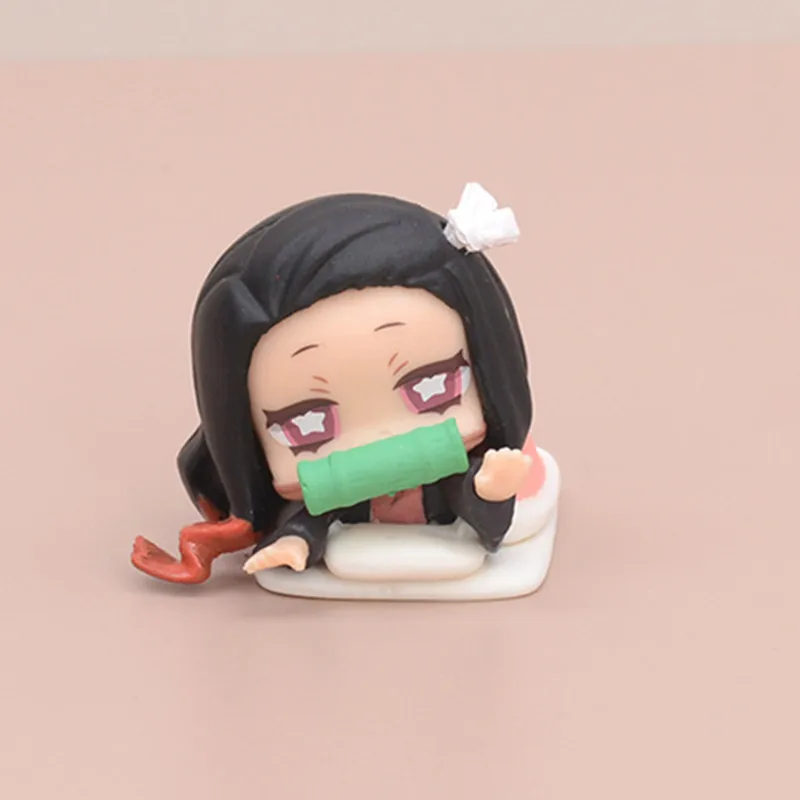 Demon Slayer Q Version Sleep Kamado Tanjirou Nezuko Zenitsu Uzui Tengen Dolls Model Toy Shinobu Dekoracja Prezent 1 SZTUK Losowo