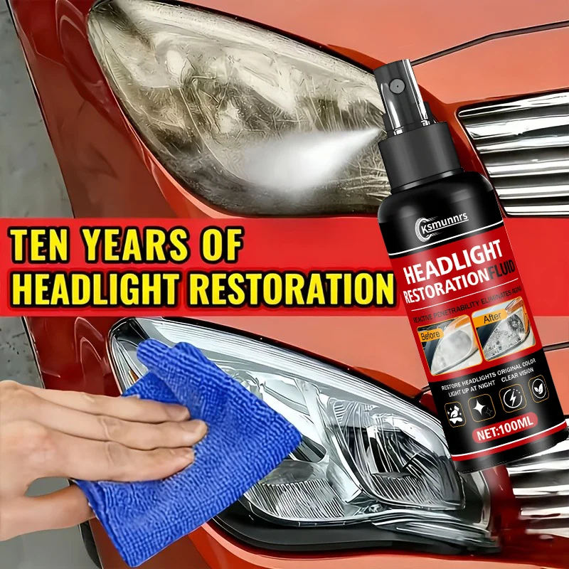 100Ml Portable Car Headlight Restoration Spray, a Spray-On Solution for Scratches And Oxidation on Light Covers, Effectively Cle