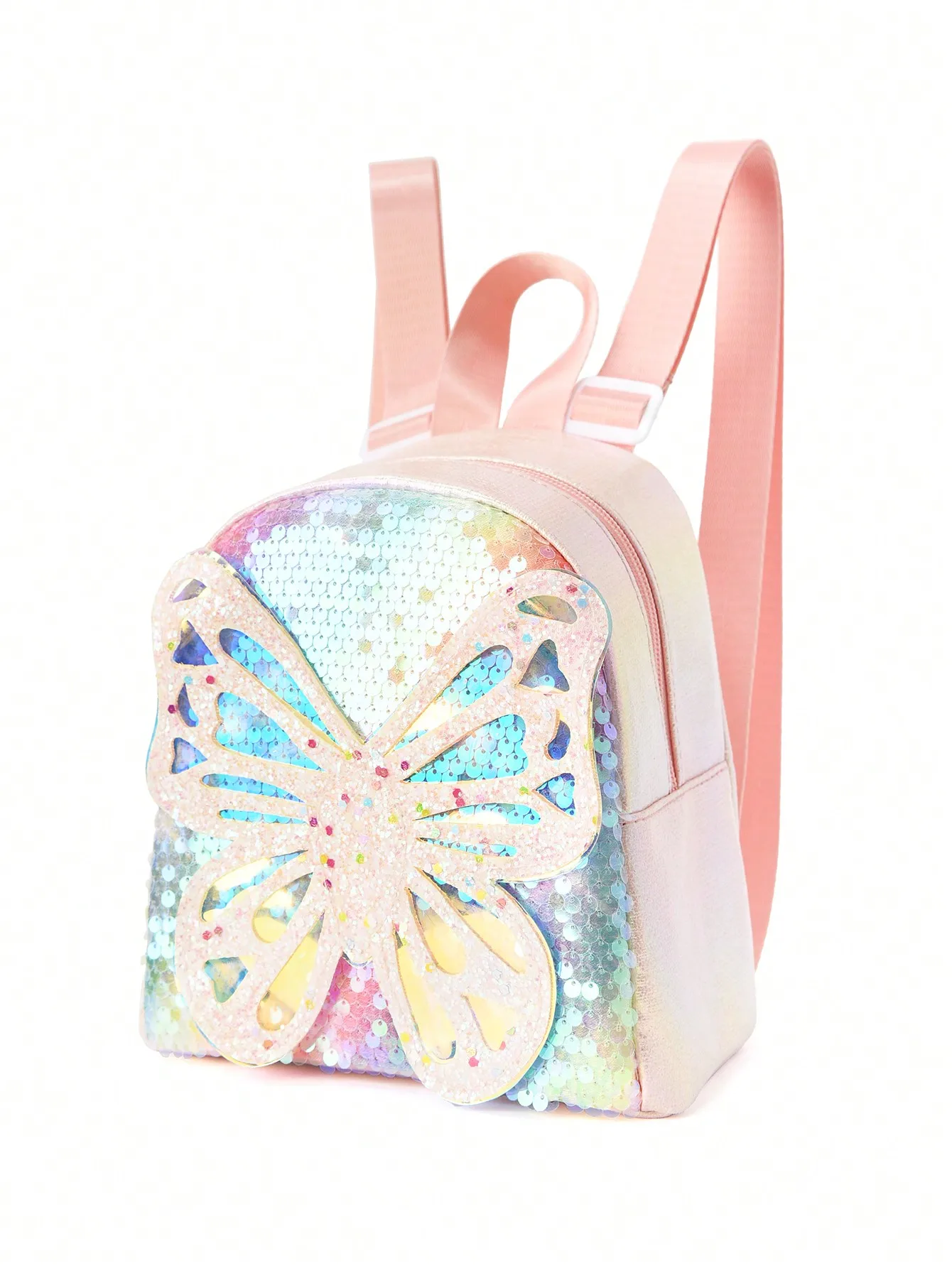 Mochila con lentejuelas coloridas y mariposas para niñas, para estudiantes de guardería y primaria, uso diario, regalo de vacaciones, 1 ud.