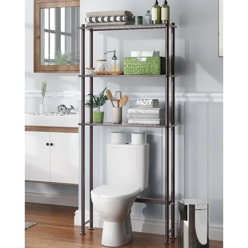 

Bamboo Over The Toilet Storage Shelf, Over Toilet Bathroom Organizer Rack, 3-Tier Bathroom Shelves Over Toilet, Space Saver,