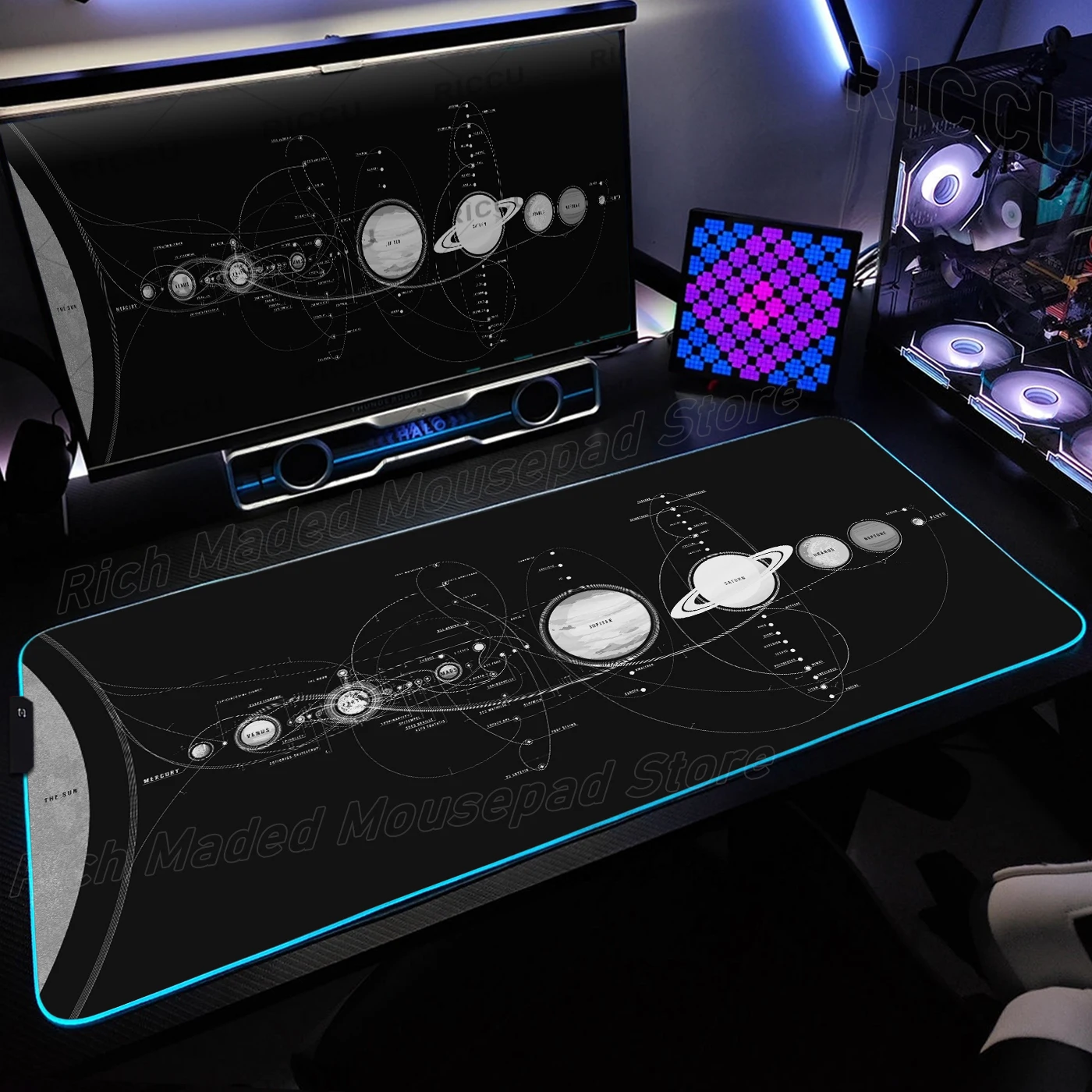 

Black Hole Astronaut Mouse Pad Xxl Gaming LED Black White Mousemat Playmat Table Pads PC Extended Desk Mat RGB Keyboard Mat Rug