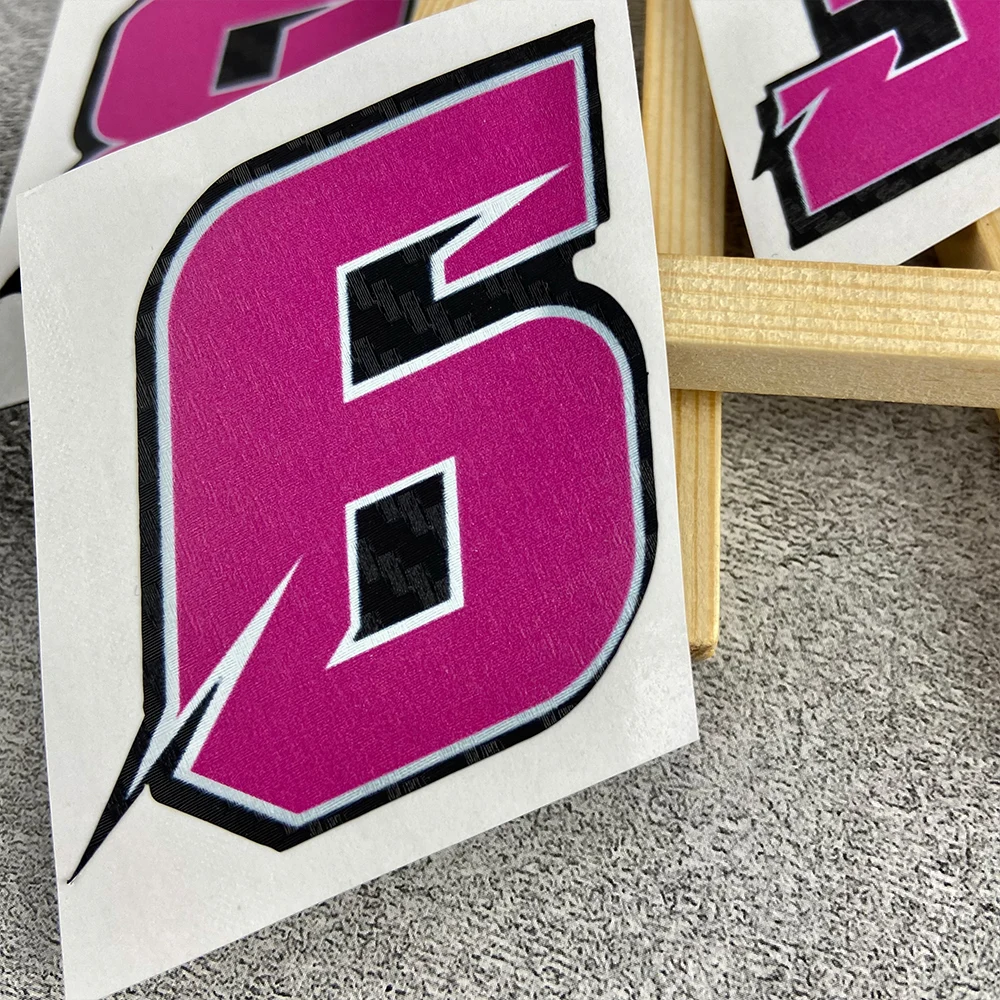 ملصقات دراجات نارية بأرقام وردية من ألياف الكربون ، خزان وقود للدراجات النارية ، ديكور لخوذة السكوتر ، ملصقات دراجات نارية من 0 إلى 9 من الفينيل ، 1: نعنا #5