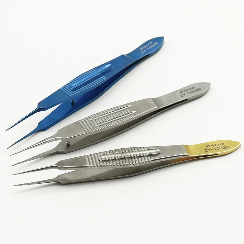 Ophthalmic forceps, double eyelid suture removal tool, micro dovetail toothed platform, large belly plastic forceps