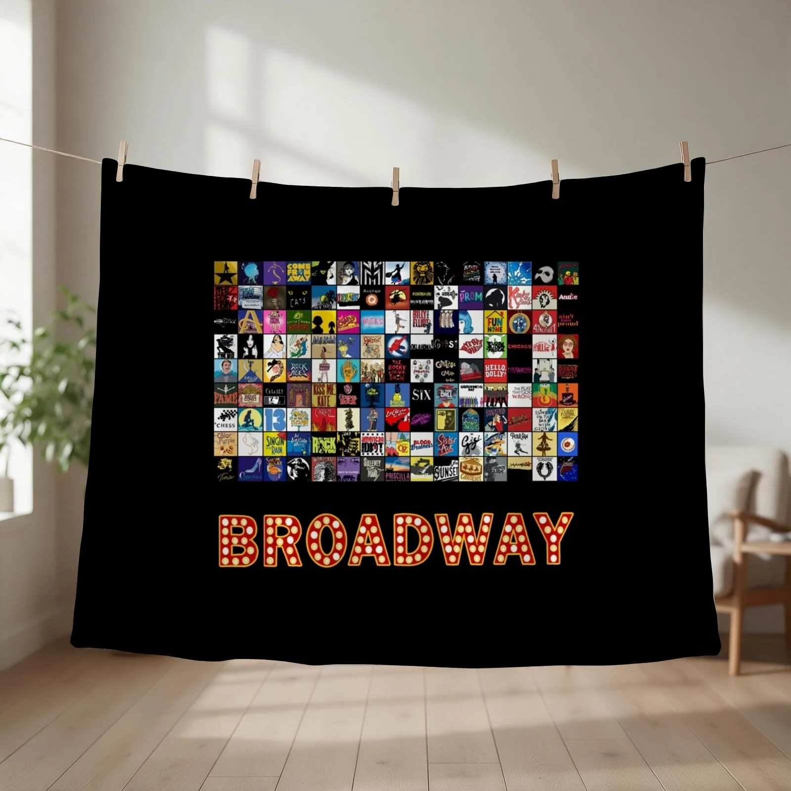 Broadway Musical Theatre Logos - Hand Drawn Throw Blanket couch cozy soft plush fuzzy picnic outdoor blanket
