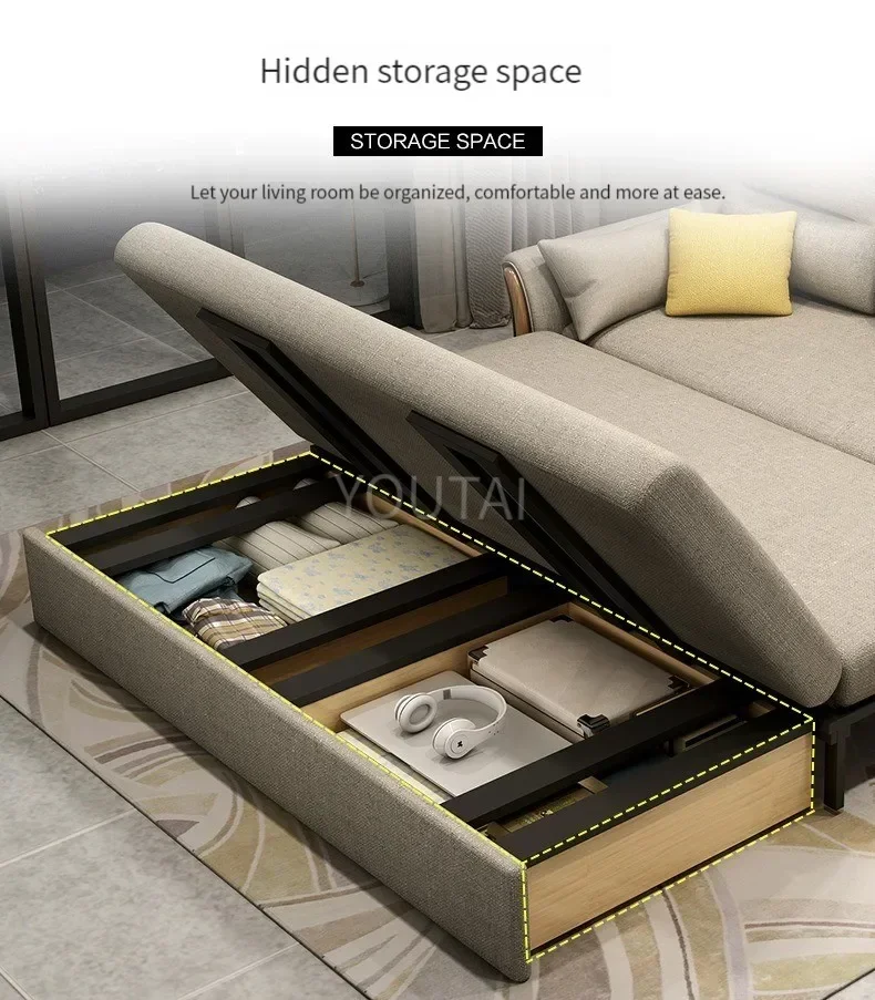 Modern Simple Folding Multifunctional Retractable Living Room Bedroom Fabric Sofa Bed Factory Wholesale