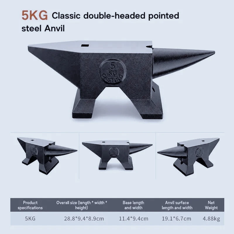 Blacksmith Cast Steel Anvil Multiple Weights 2.5/5/10 KG Double Horn Anvil Hand Metal Shaping Repair Work Tool