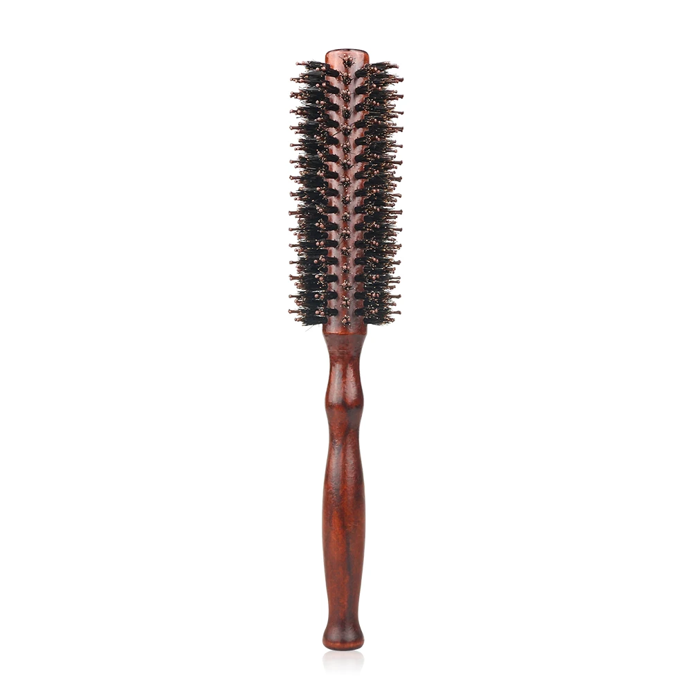 12-stijl Houten Handvat Ronde Rolling Borstel Rechte Twill Haar Kam Varkenshaar Ronde Vat Haar Curling Borstel Kappers Tool