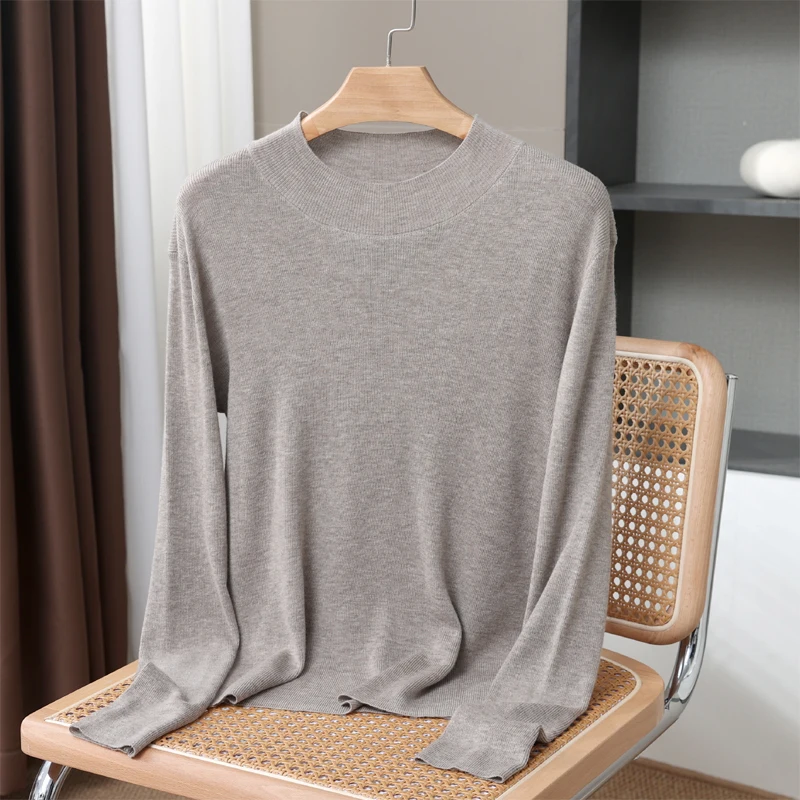 Maglione da donna in pura lana e cashmere al 100%, pullover con o-collo, maglione casual lavorato a maglia, nuovo maglione caldo di alta qualità a maniche lunghe invernale