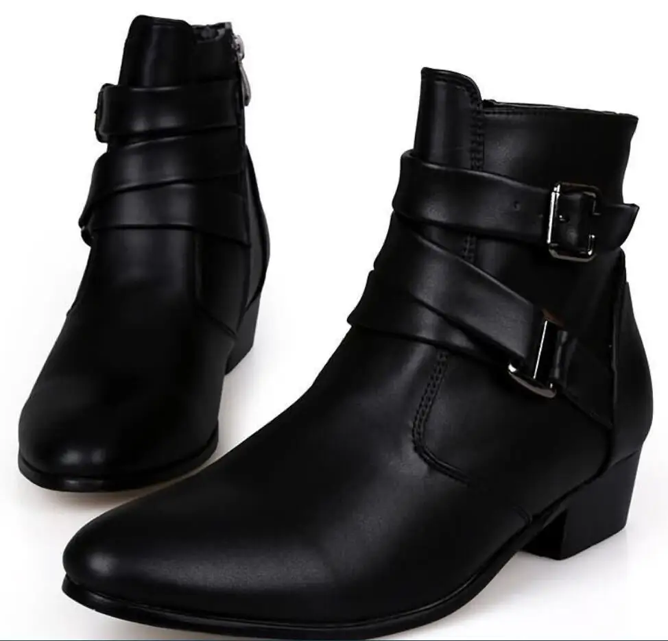 Fashion Men Boots Winter Leather Short Boot Style Shoes Flat Heel Work Boot Motorcycle Short Boots Casual Ankle Shoes Large size