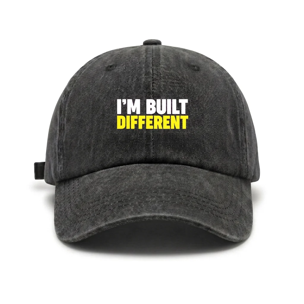 I'm Built Different Quote Vintage Washed Baseball Cap, Adjustable Unisex Dad Hat for Men and Women