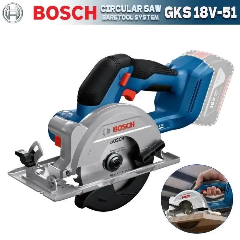 ボッシュ GKS 18V-51 コードレス丸鋸 18V プロフェッショナル 140 ミリメートル電動のこぎり木工切断機ボッシュ電動工具