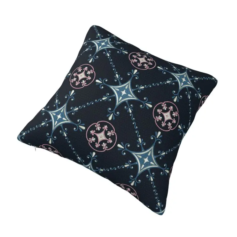 Custom Nordic Argyle Embroidery Pattern Cushion Cover for Sofa Polyester Throw Pillow Case