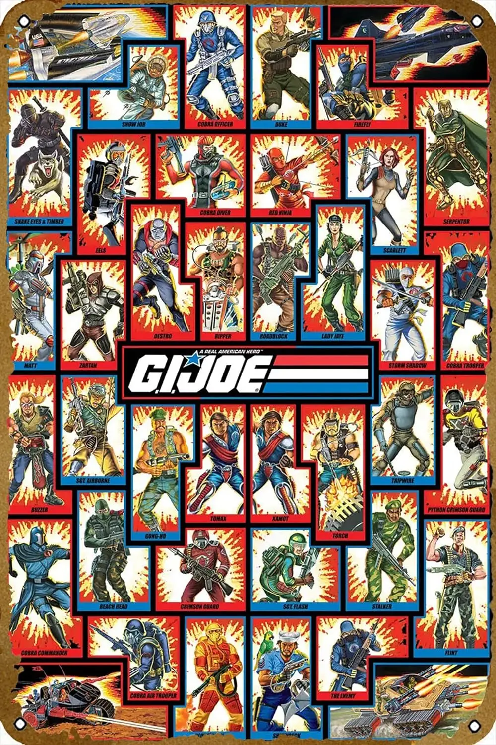 GI Joe Classic Characters Funny Art Metal Tin Sign 8x12 inch Bar Pub Indoor Outdoor Wall Decor Gifts for Man