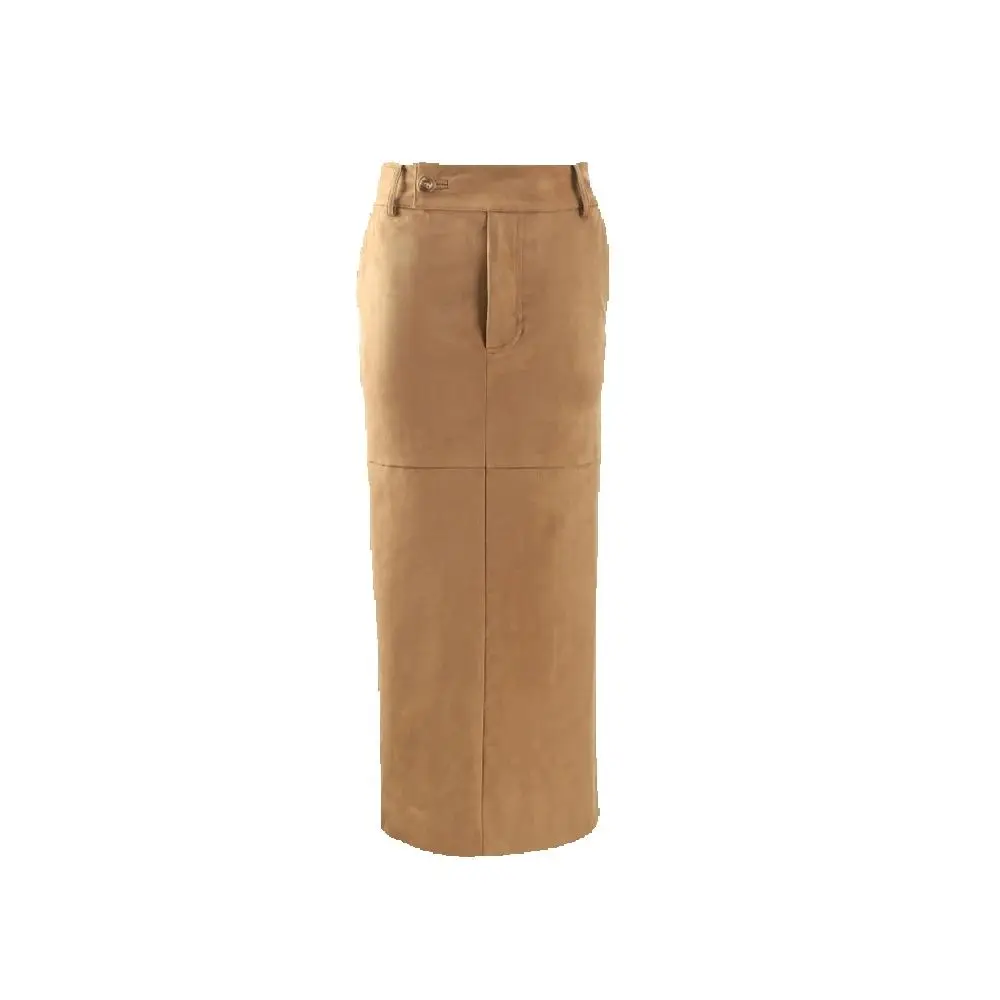 

High-Waisted Suede-Effect Patchwork Skirt for Women Minimalist Elegance Straight Commuter Skirt Spring 2026 Y2k Fashion