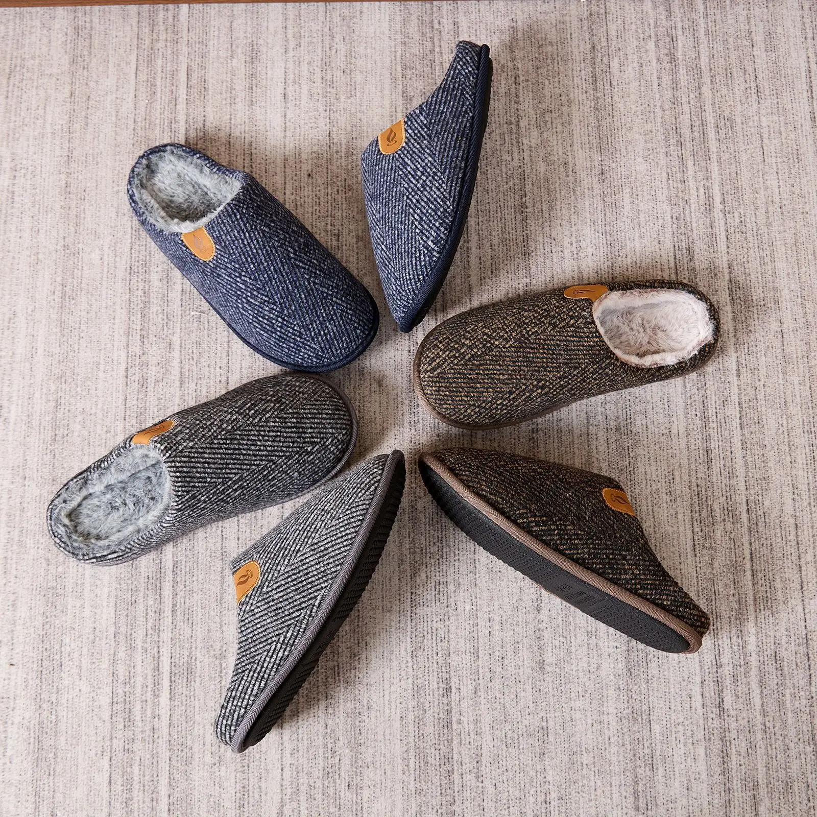 

Men Winter Plush Fuzzy Slippers Large Size Thermal Cotton Non Slip Soft Cozy Indoor House Shoes Fur Lined Warm Lazy Footwear