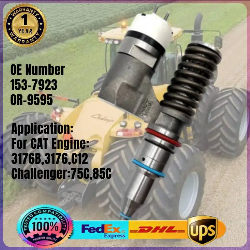 153-7923 0R-9595 Common Rail Fuel Injector 1537923 0R9595 for Caterpillar CAT Engine 3176B 3176 C12 Challenger 75C 85C