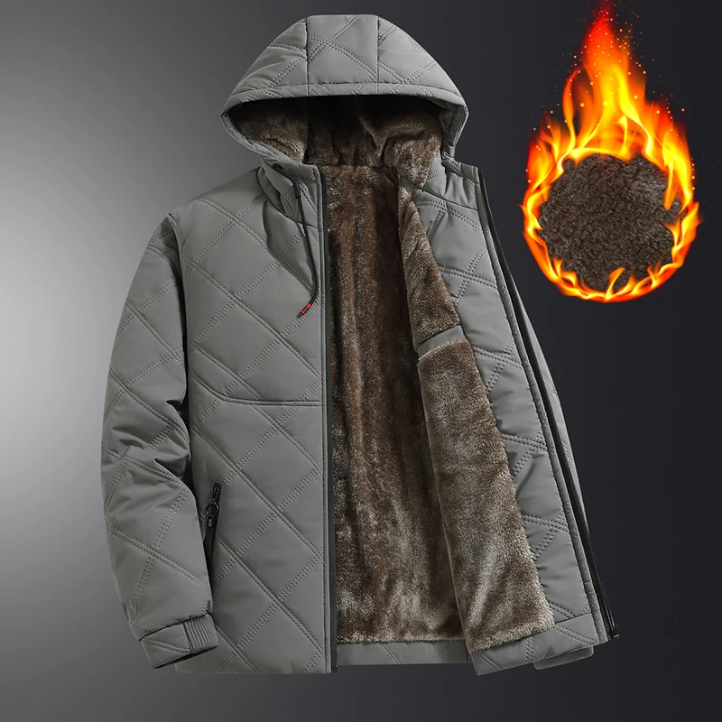 

Men's Hooded Warm Short Jacket Winter Zipper Pocket Jacket Outdoor Sports and Leisure Work Clothes Windproof Cotton Jacket